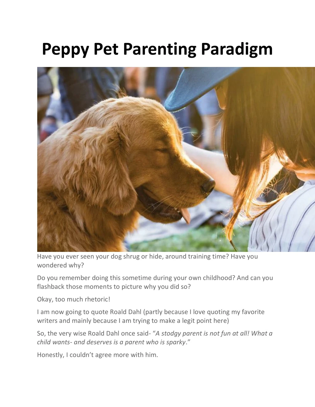 peppy pet parenting paradigm