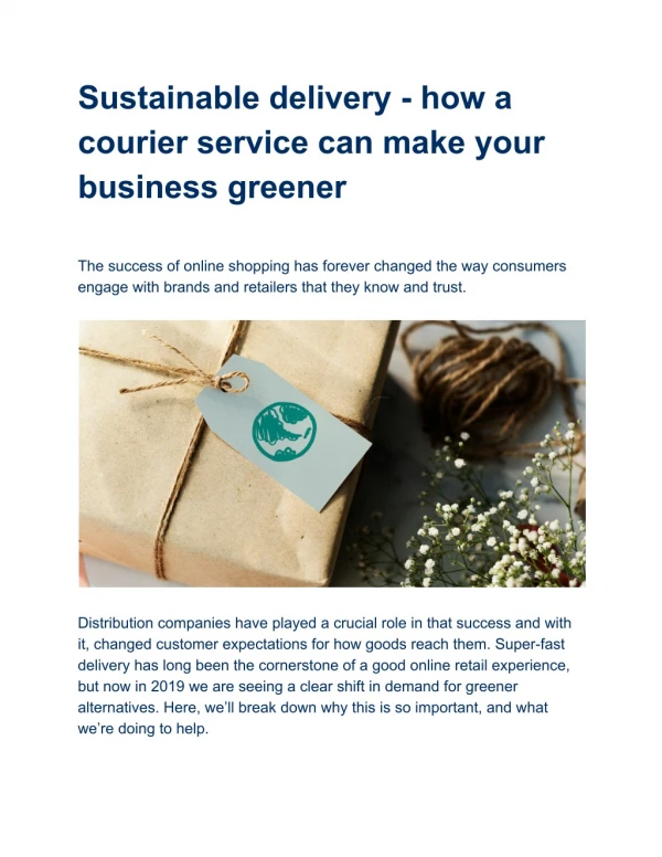 Sustainable delivery - how a courier service can make your business greener