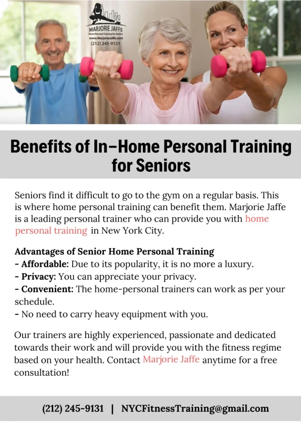 Benefits of In-Home Personal Training for Seniors