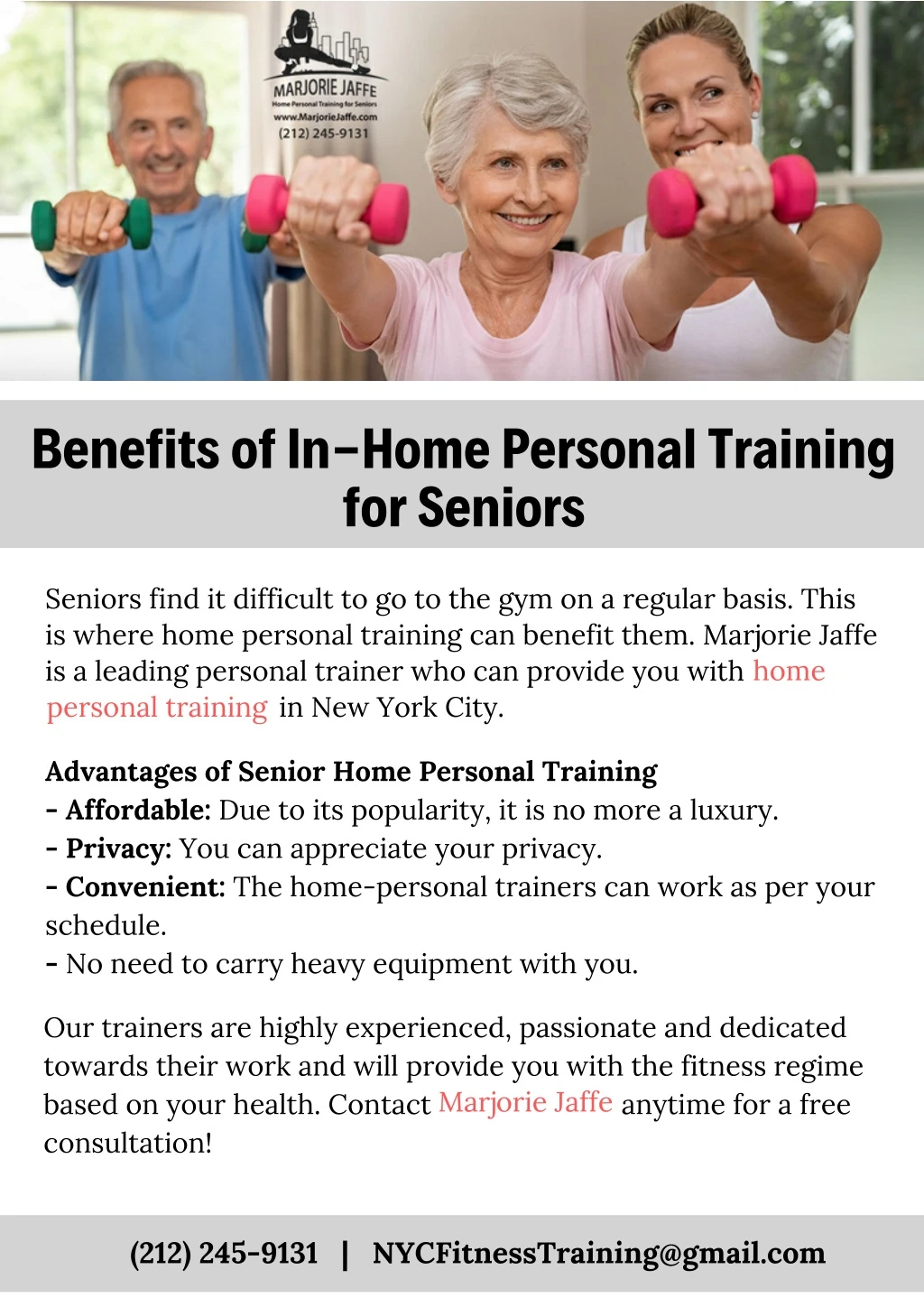 benefits of in home personal training for seniors