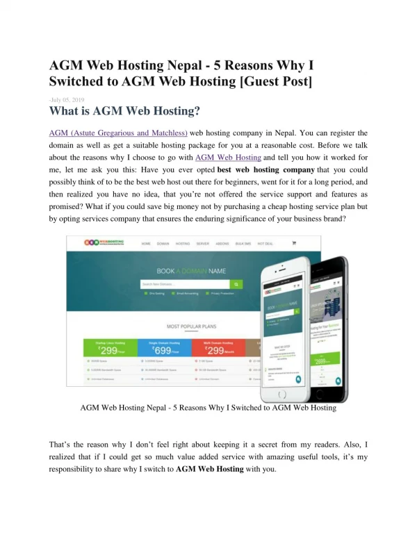 AGM Web Hosting Nepal - 5 Reasons Why I Switched to AGM Web Hosting [Guest Post]