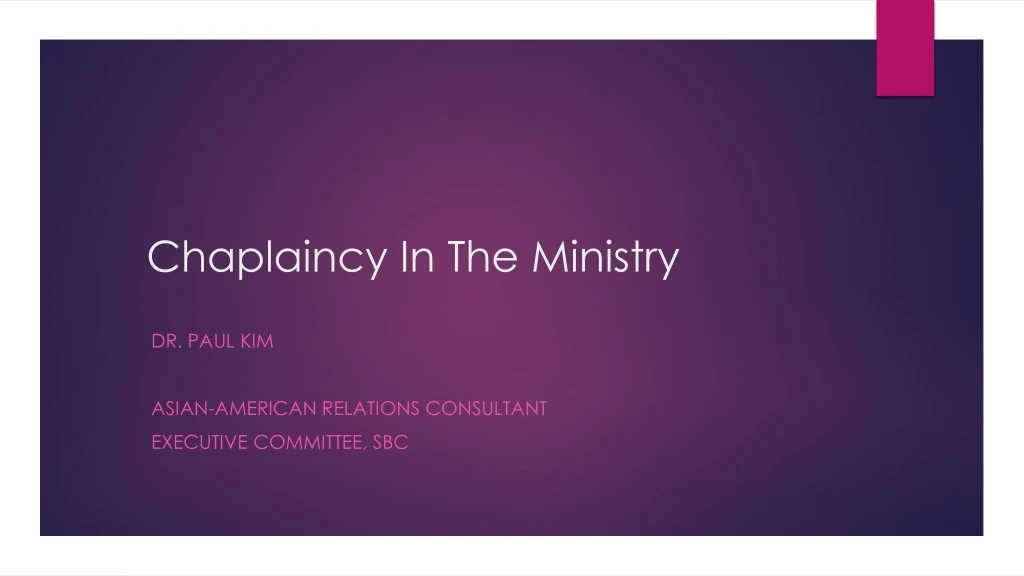 chaplaincy in the ministry