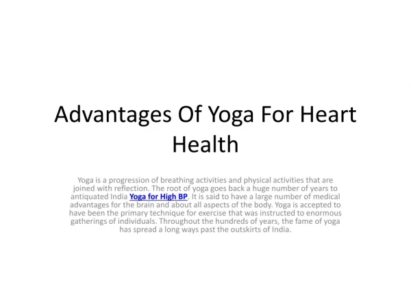 Advantages Of Yoga For Heart Health