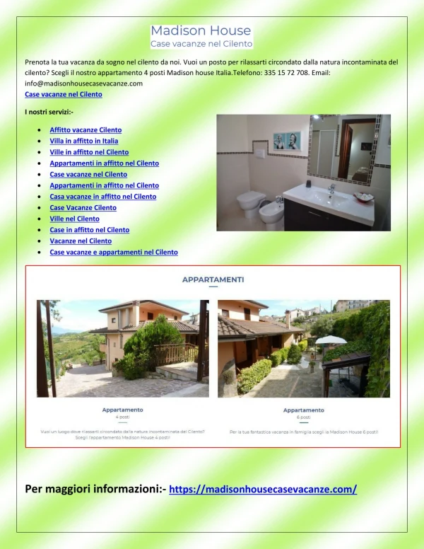 prenota la tua vacanza da sogno nel cilento