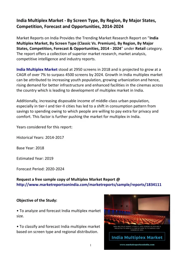 India Multiplex Market Research Report 2014-2024