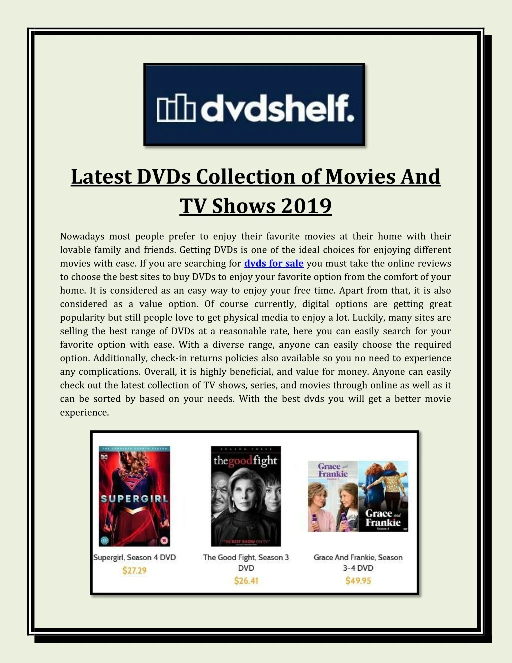 latest dvds collection of movies and tv shows 2019
