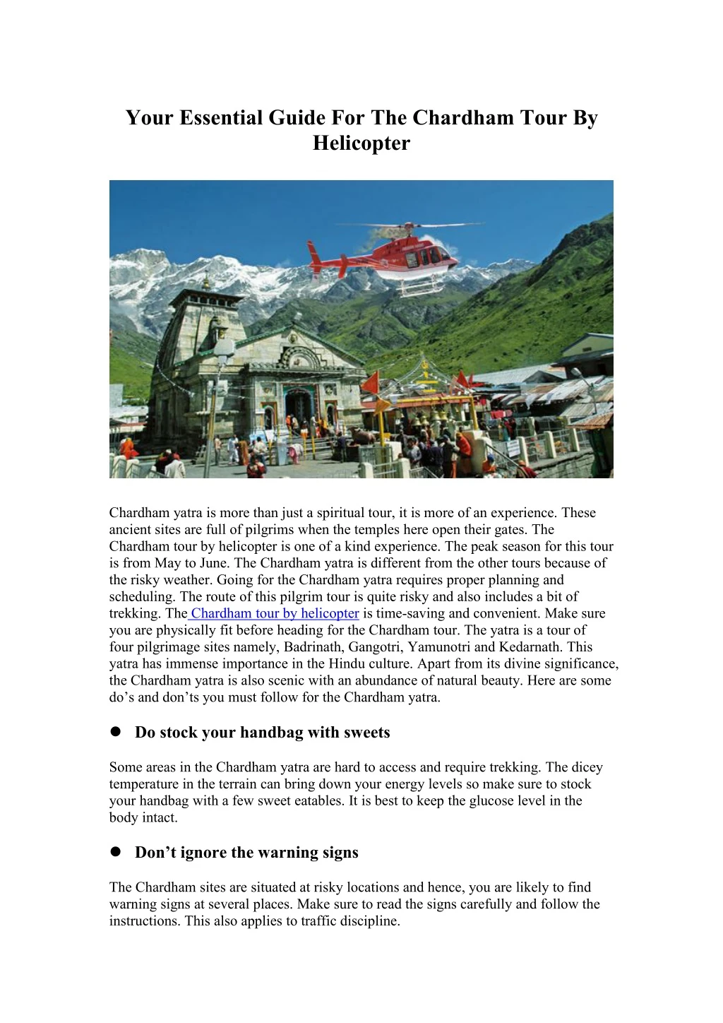 your essential guide for the chardham tour