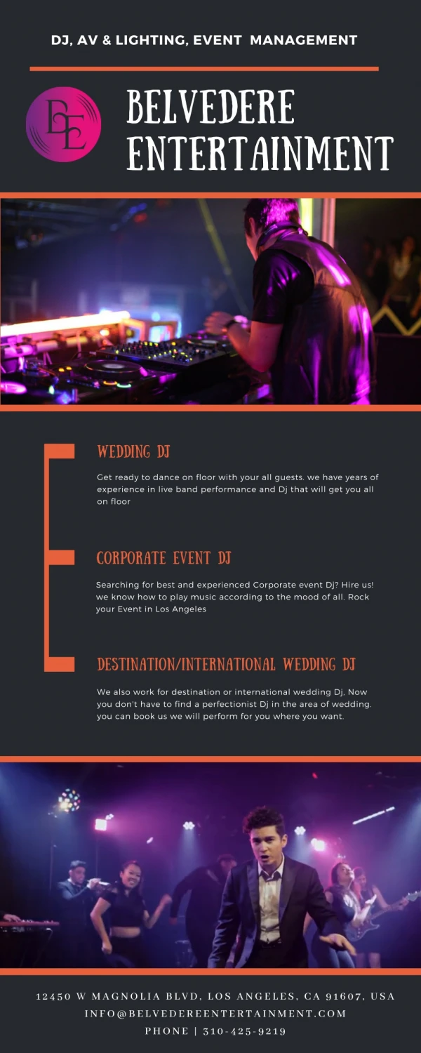 HIre Belvedere Entertainment for Wedding DJ and Corporate DJ