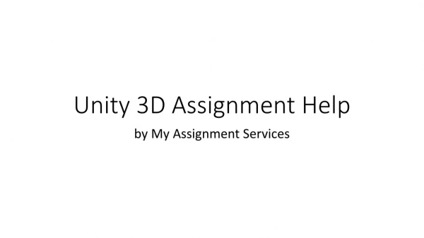 Unity 3D assignment help