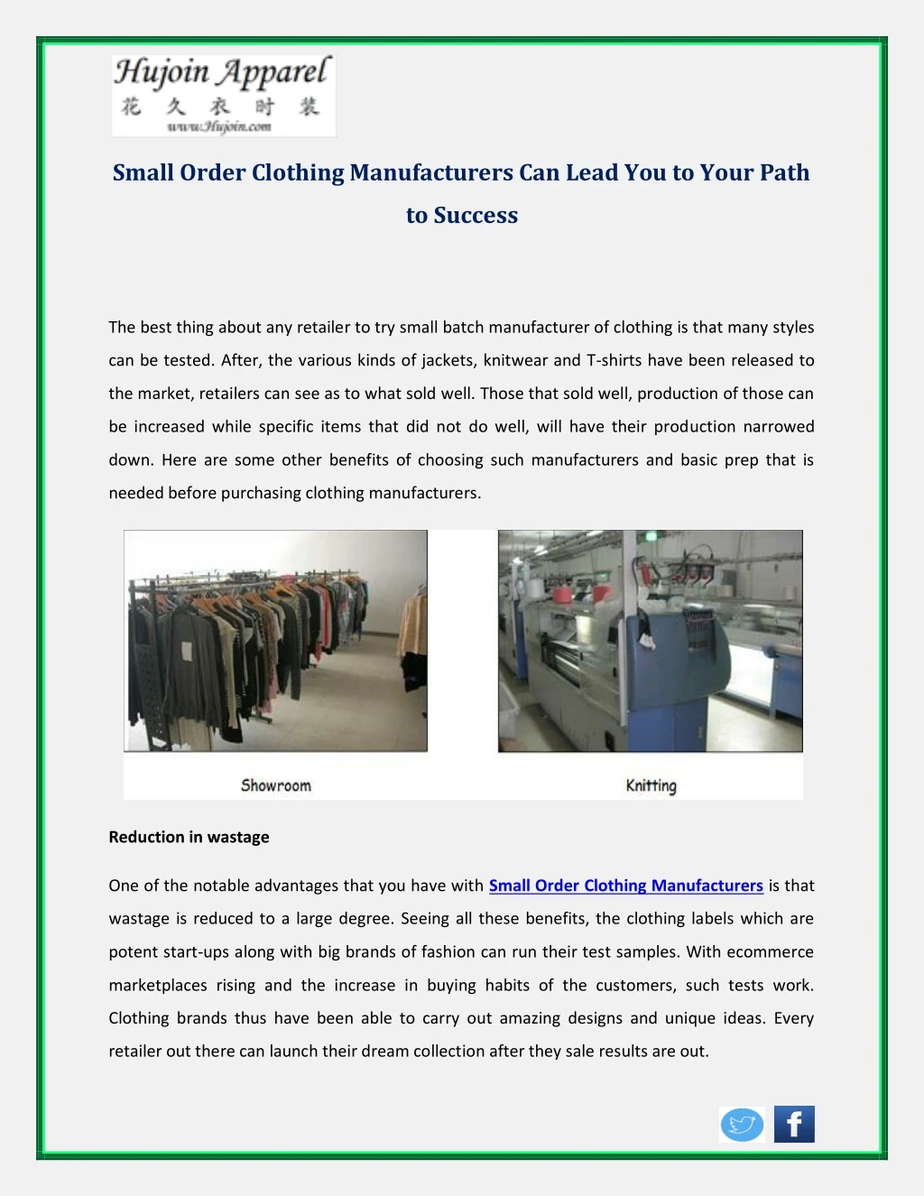 small order clothing manufacturers can lead