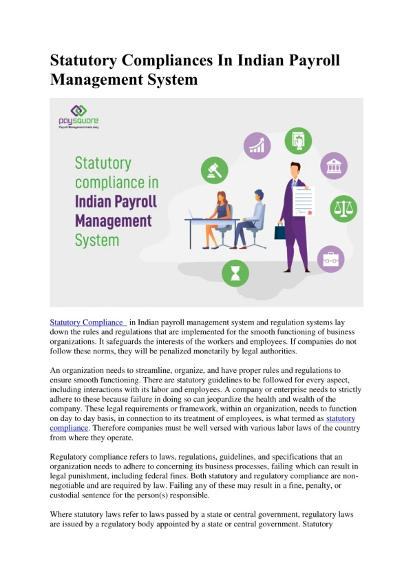 Statutory Compliances In Indian Payroll Management System