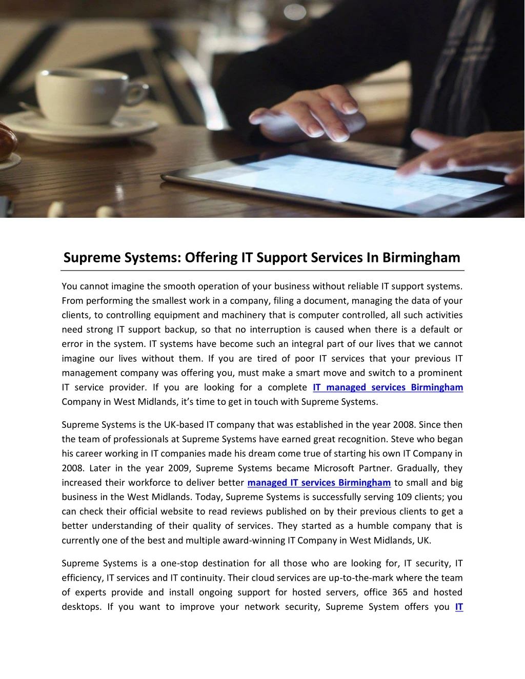 supreme systems offering it support services