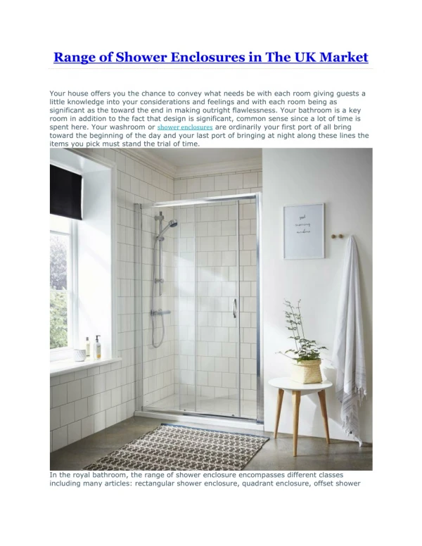 Range of Shower Enclosures in The UK