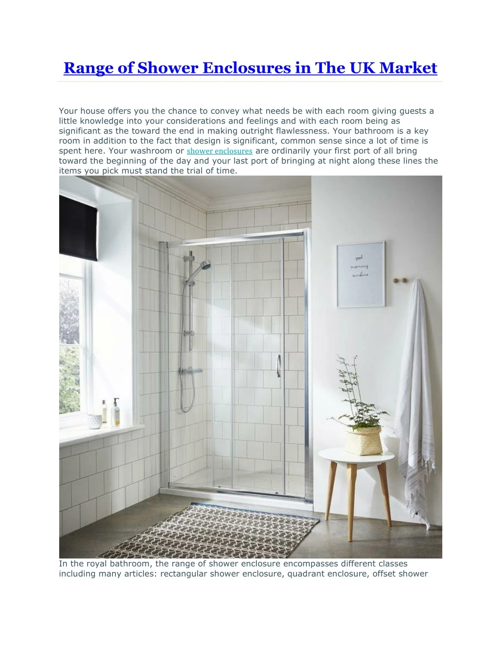 range of shower enclosures in the uk market