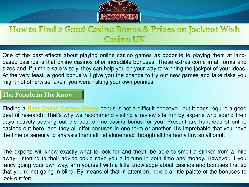 how to find a good casino bonus prizes on jackpot