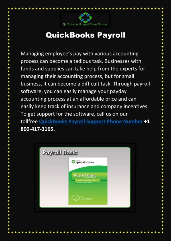 Quickbooks Payroll Support Phone Number: 1-800-417-3165