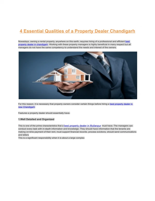 Best Property Dealer in Chandigarh