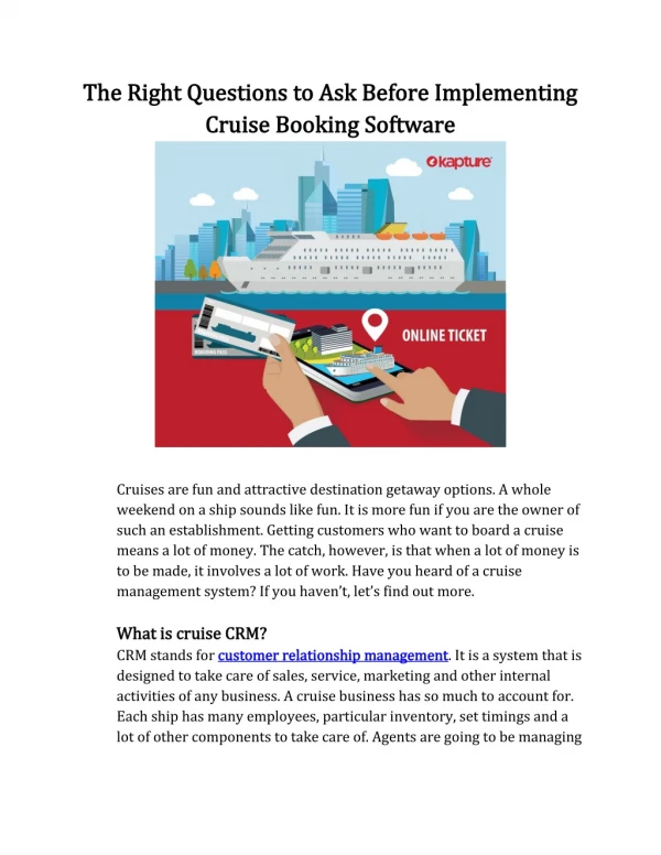 The Right Questions to Ask Before Implementing Cruise Booking Software
