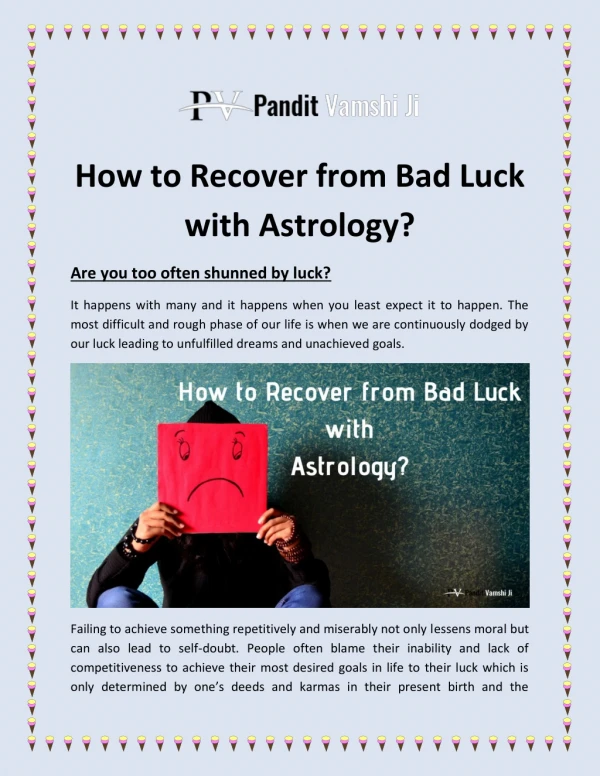 How to Recover from Bad Luck with Astrology?