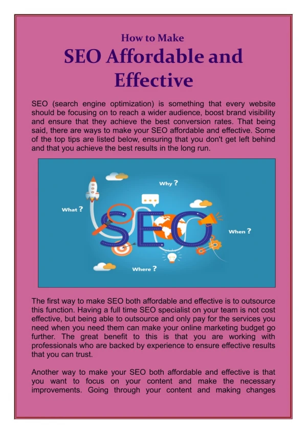 How to Make SEO Affordable and Effective