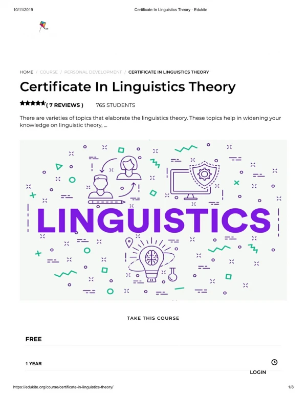Certificate In Linguistics Theory - Edukite