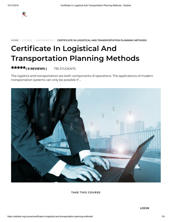 Certificate In Logistical And Transportation Planning Methods - Edukite