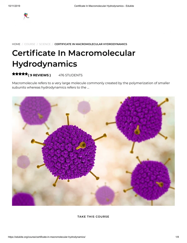 Certificate In Macromolecular Hydrodynamics - Edukite