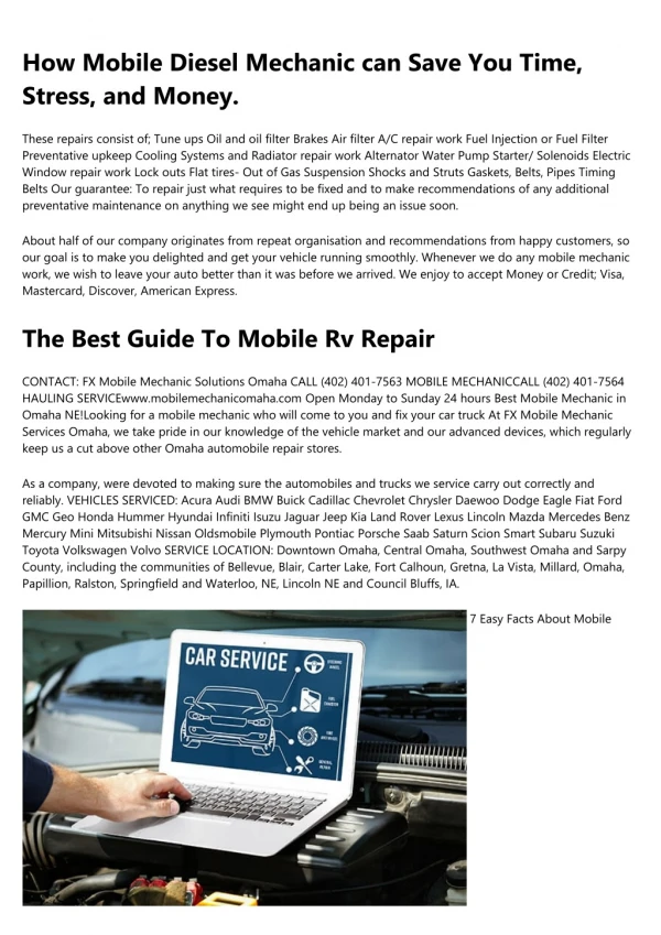About Mobile Auto Repair