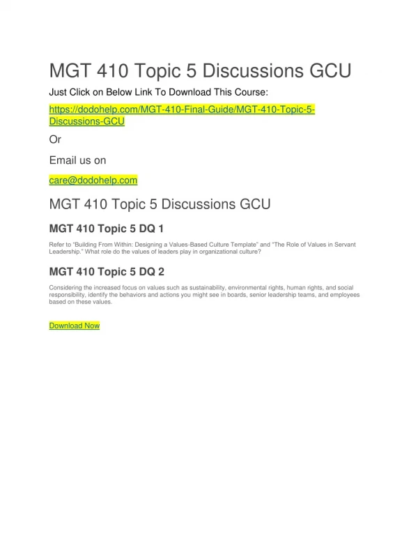 MGT 410 Topic 5 Discussions GCU