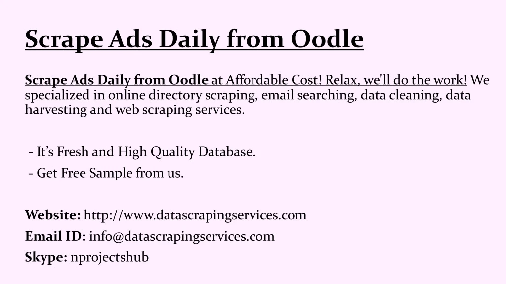 scrape ads daily from oodle