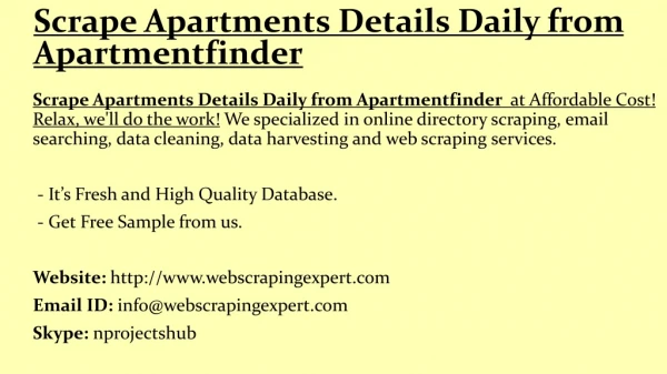 Scrape Apartments Details Daily from Apartmentfinder