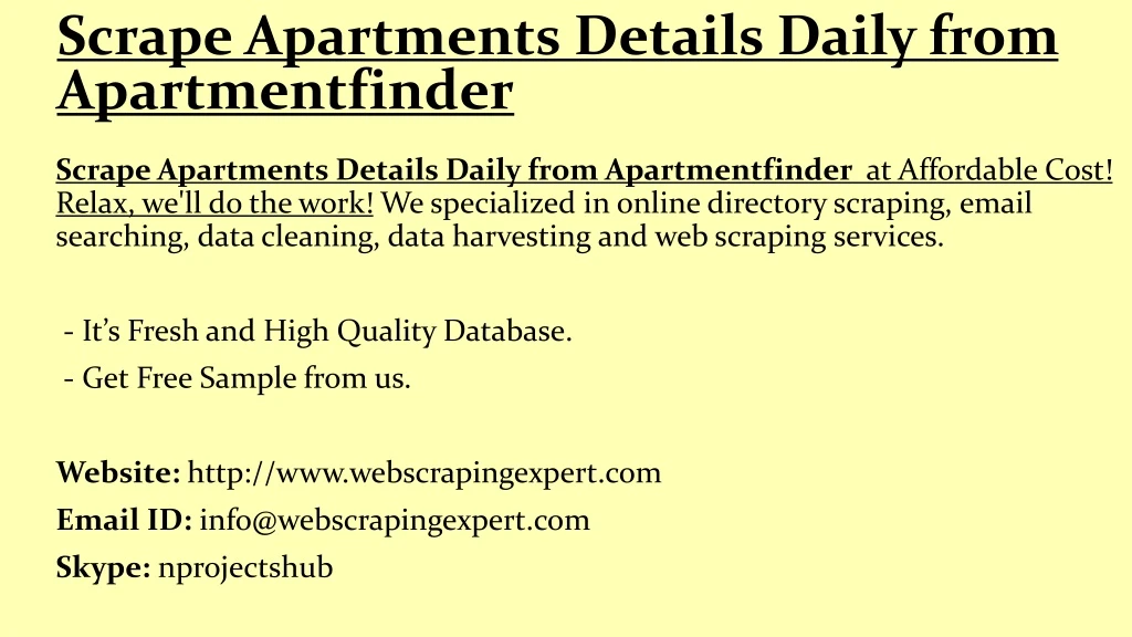 scrape apartments details daily from apartmentfinder