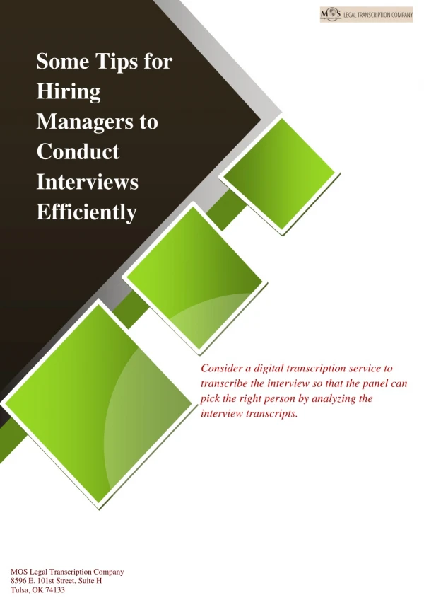 Some Tips for Hiring Managers to Conduct Interviews Efficiently