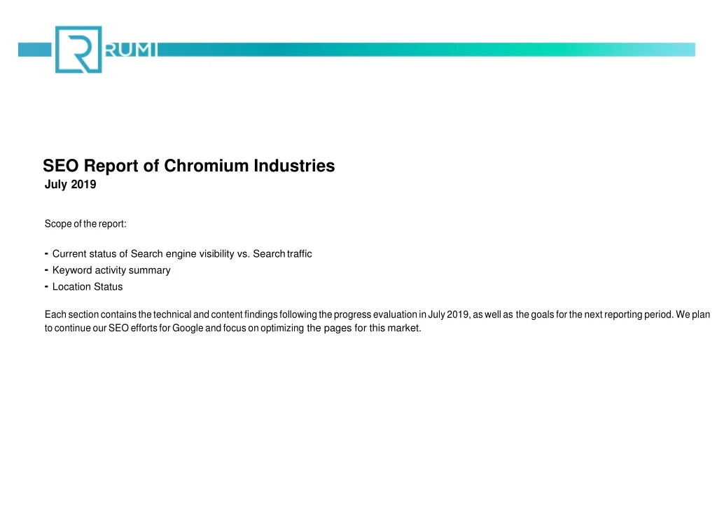 seo report of chromium industries july 2019