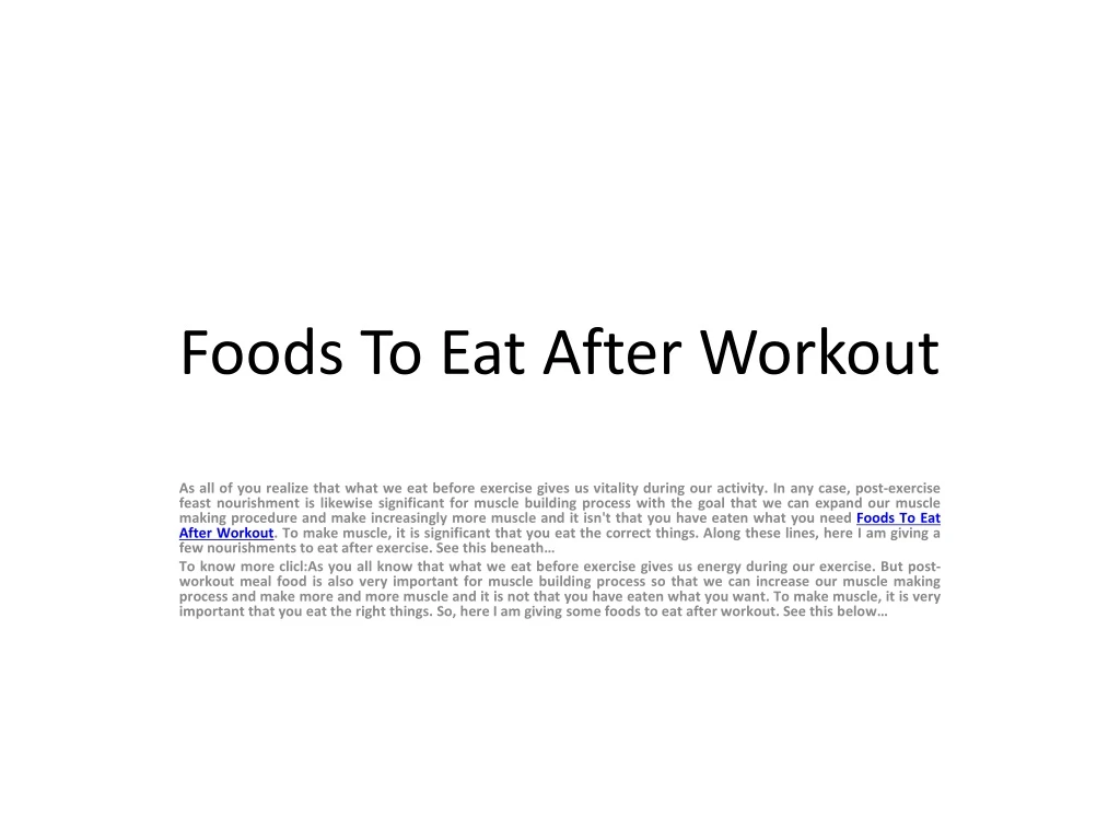 foods to eat after workout