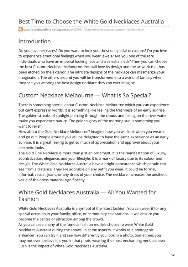 White Gold Necklaces Australia