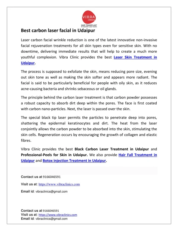 Best carbon laser facial in Udaipur