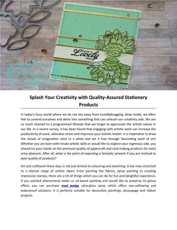 Splash Your Creativity with Quality-Assured Stationery Products