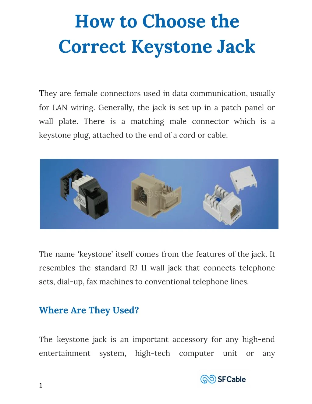 how to choose the correct keystone jack