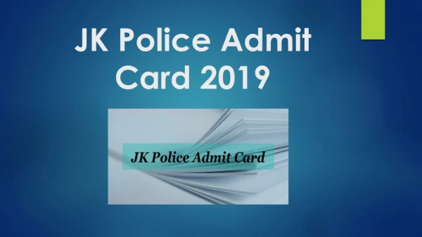 JK Police Admit Card 2019 | Jammu Kashmir Police Constable Hall Ticket
