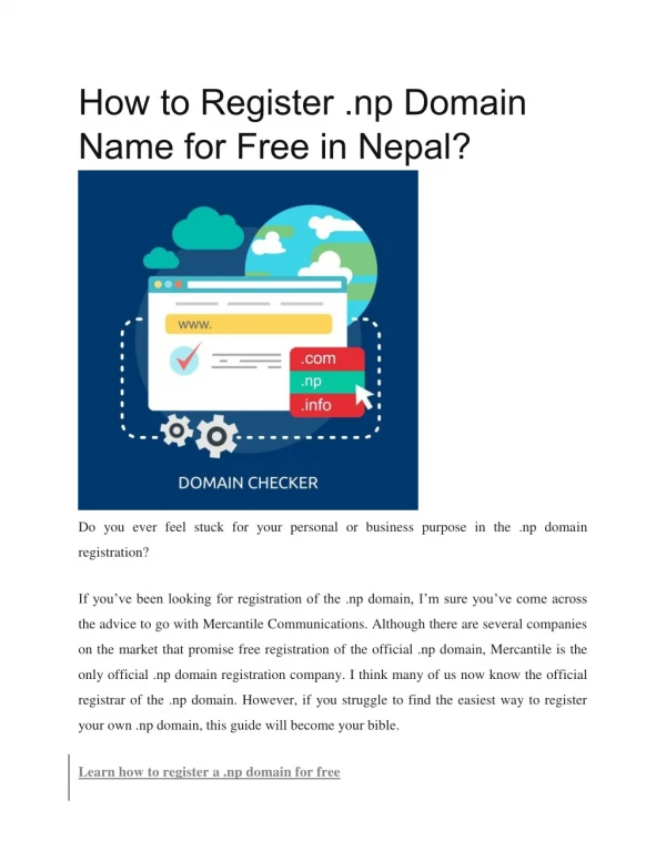 How to Register .np Domain Name for Free in Nepal?