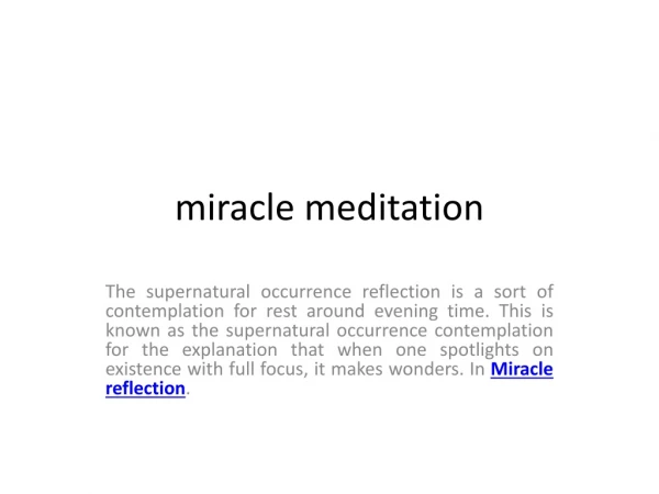 miracle meditation