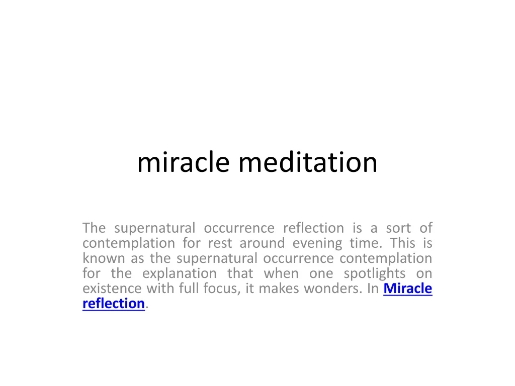 miracle meditation