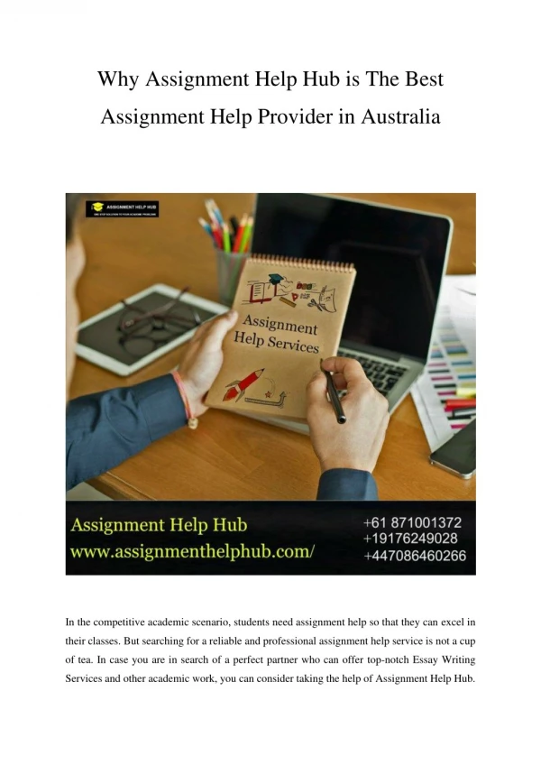 Why assignment help hub is the best assignment help provider in australia