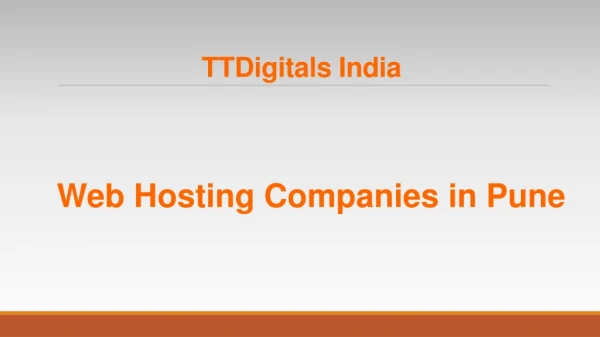 Web Hosting Companies in Pune - TTDigitals