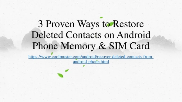 3 Proven Ways to Restore Deleted Contacts on Android Phone Memory & SIM Card
