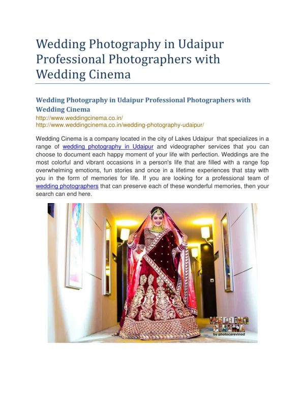 Wedding Photography in Udaipur Professional Photographers with Wedding Cinema