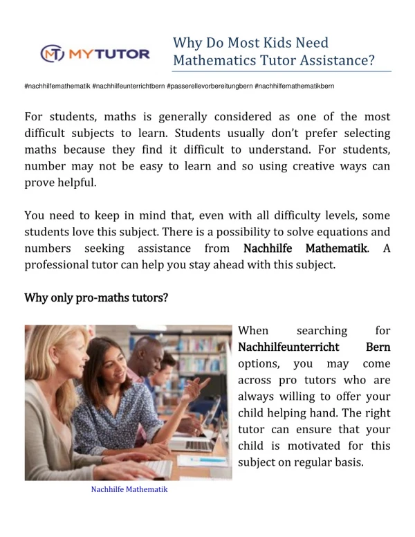 Why Do Most Kids Need Mathematics Tutor Assistance?