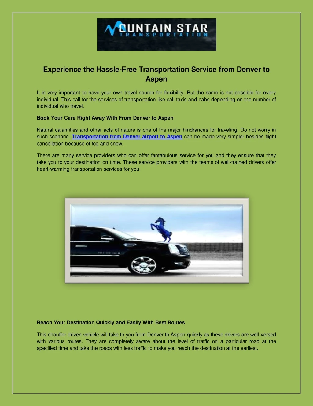 experience the hassle free transportation service