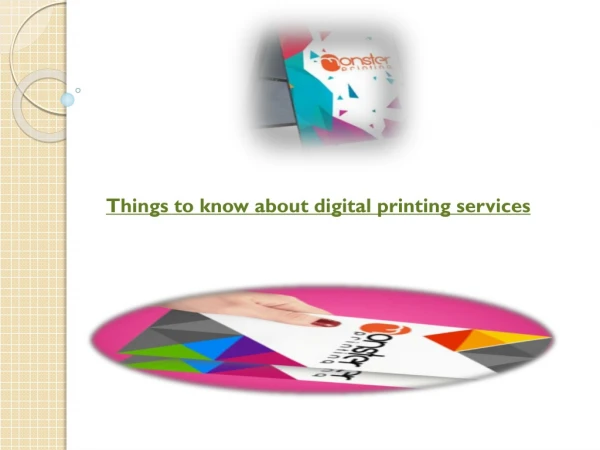 Things to know about digital printing services